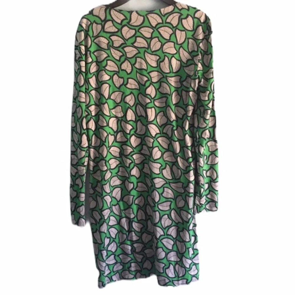 Diane Von Furstenberg DVF Reina Silk Tunic Dress Green Leaf Print Mini Size 6 - Picture 10 of 13